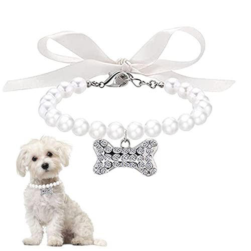 A/R Haustier-Perlenhalsband – zartes Hundehalsband mit Kristallstrass, Katzenperlen-Halsband für Hunde, Katzen, Welpen, Kätzchen von A/R