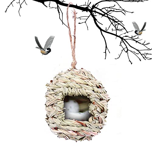 A/R Kolibri-Hütte - Kugelförmiges Kolibri-Nest zum Aufhängen im Freien,Kleine Gras-Vogelhäuser Naturfaser-Vogelhütte für Fink-Kanarien-Meise von A/R