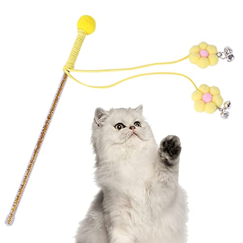 A/R Lustiger Katzenstock,Lustige Katzen-Teaser, süßes Katzenspielzeug - Katzenspielzeug mit Plüschblumen und Glocken Simulations-Kätzchenspielzeug für Hauskatzen von A/R