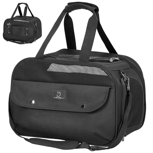 A 4 PET Transportbox Katze für Kabine/Auto Katzentransportbox für Katzen groß & kleine Hunde Leicht Hundetasche Flugzeug mit Sicherheit Schnallen/4 Mesh/Aufbewahrungstasche, Schwarz A 4 PET Transportbox Katze für Kabine/Auto Katzentransportbox für Katzen groß & kleine Hunde Leicht Hundetasche Flugzeug mit Sicherheit Schnallen/4 Mesh/Aufbewahrungstasche, Schwarz von A 4 Pet