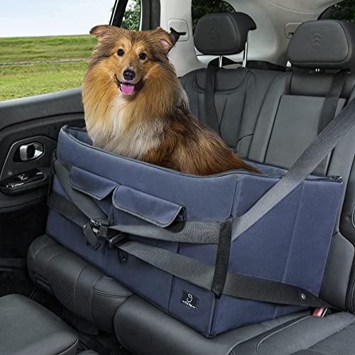 A 4 Pet Autositz Hunde für große Hunde oder 2 kleine Hunde, faltbar Hundesitz Auto für Rückbank Hundeautositz mit Sicherheitsgurt und Aufbewahrungstasche, doppelseitige Matte von A 4 Pet