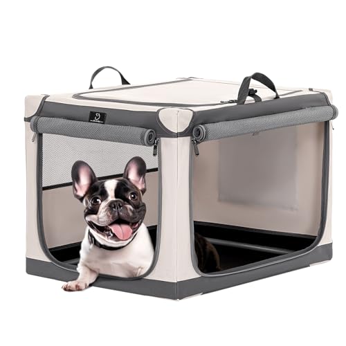 A 4 Pet Hundebox für kleine Hunde, faltbar Hundebox Soft tragebar leicht zu verstauen mit montiertem Aluminium Rahmen, einstellbare Kompatibilität (S, Grau) von A 4 Pet