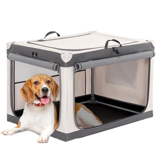 A 4 Pet Hundebox für mittlere Hunde, faltbar Hundebox Soft tragebar leicht zu verstauen mit montiertem Aluminium Rahmen, einstellbare Kompatibilität (M, Grau) von A 4 Pet