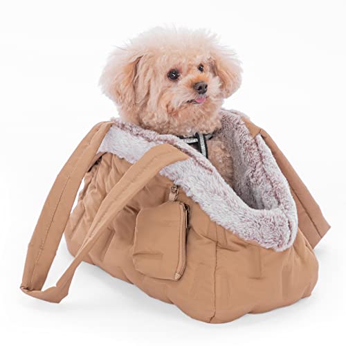 A 4 Pet Hundetasche für Hunde, Waschbar Welpentasche mit Futterbeutel Hunde, Tragetasche für kleinen Hund, Welpen, S: 40x20x24 cm, mehr Platz für die Lagerung, Khaki von A 4 Pet