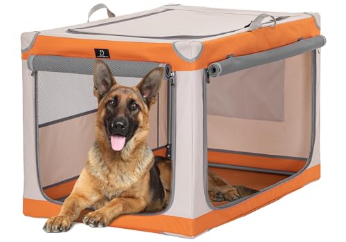 A 4 Pet Hundebox für zuhause, Hundebox faltbar große Hunde Soft tragebar Hundetransportbox, leicht zu verstauen mit montiertem Aluminium Rahmen, einstellbare Kompatibilität (XL, Orange+Beige) A 4 Pet Hundebox für zuhause, Hundebox faltbar große Hunde Soft tragebar Hundetransportbox, leicht zu verstauen mit montiertem Aluminium Rahmen, einstellbare Kompatibilität (XL, Orange+Beige) von A 4 Pet
