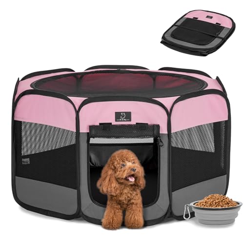 A 4 Pet Welpenlaufstall, Hunde-Laufstall Indoor für Welpe Katze Hasen Küken Welpenlaufstall mit Wasserdichter Basis & Reisenapf für kleine Hunde, Dunkelgrau und Rosa A 4 Pet Welpenlaufstall, Hunde-Laufstall Indoor für Welpe Katze Hasen Küken Welpenlaufstall mit Wasserdichter Basis & Reisenapf für kleine Hunde, Dunkelgrau und Rosa von A 4 Pet