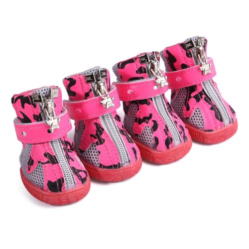 4 x Haustier-Hundeschuhe für Welpen, atmungsaktive Netz-Sportstiefel, Outdoor, rutschfest, Freizeitschuhe zum Wandern, Spazierengehen, Boden, robuste Sohle, weiches Baumwoll-Innengewebe, Schuhe für 4 x Haustier-Hundeschuhe für Welpen, atmungsaktive Netz-Sportstiefel, Outdoor, rutschfest, Freizeitschuhe zum Wandern, Spazierengehen, Boden, robuste Sohle, weiches Baumwoll-Innengewebe, Schuhe für von A ANTCAM