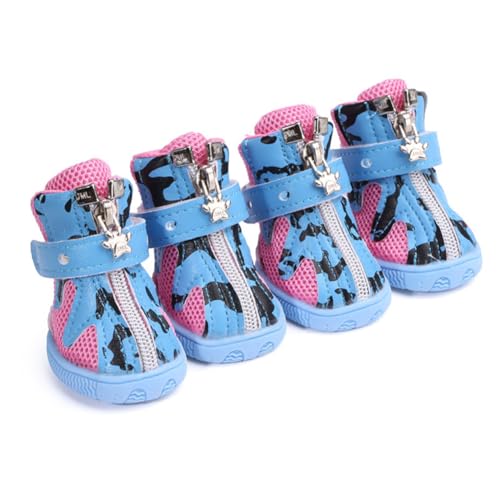 4 x Haustier-Hundeschuhe für Welpen, atmungsaktive Netz-Sportstiefel, Outdoor, rutschfest, Freizeitschuhe zum Wandern, Spazierengehen, Boden, robuste Sohle, weiches Baumwoll-Innengewebe, Schuhe für 4 x Haustier-Hundeschuhe für Welpen, atmungsaktive Netz-Sportstiefel, Outdoor, rutschfest, Freizeitschuhe zum Wandern, Spazierengehen, Boden, robuste Sohle, weiches Baumwoll-Innengewebe, Schuhe für von A ANTCAM