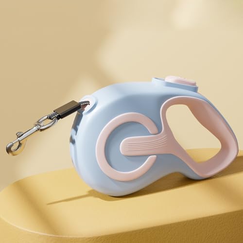 Einziehbare Hundeleine mit rutschfestem Griff, leichte Leine, Edelstahlfeder, starkes Nylonband, einhändiges Bremspausensperre für kleine und mittelgroße Hunde, Blau, 5 m Einziehbare Hundeleine mit rutschfestem Griff, leichte Leine, Edelstahlfeder, starkes Nylonband, einhändiges Bremspausensperre für kleine und mittelgroße Hunde, Blau, 5 m von A ANTCAM