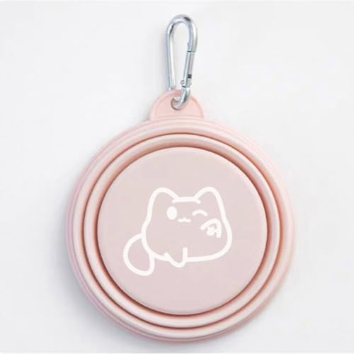 Zusammenklappbare Hundenäpfe aus Silikon für kleine Haustiere, tragbarer Wassernapf mit Haken für Hunde, Katzen, Haustiere, faltbar, für Reisen, Camping, Spazierengehen, Parken (Rosa) von A ANTCAM