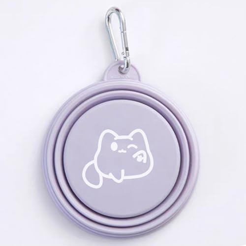 Zusammenklappbare Hundenäpfe aus Silikon für kleine Haustiere, tragbarer Wassernapf mit Haken für Hunde, Katzen, Haustiere, faltbar, für Reisen, Camping, Spazierengehen, Parken (lila) von A ANTCAM