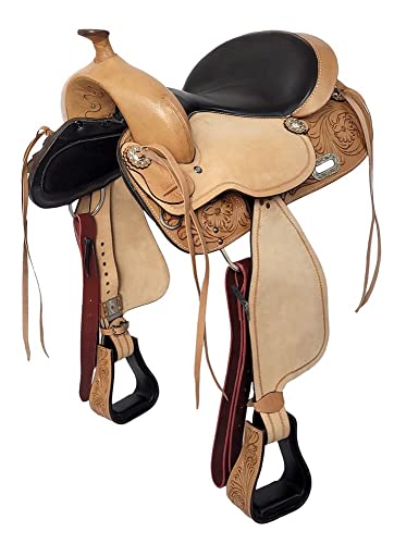A&M Reitsport Baumloser Westernsattel Arikara aus Büffelleder, wechselbares Kopfeisen, Größe:17 Zoll von A&M Reitsport
