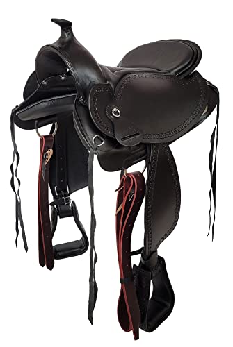 A&M Reitsport Baumloser Westernsattel Michigan Schwarz aus Büffelleder, Größe:17 Zoll von A&M Reitsport
