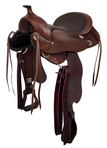A&M Reitsport Baumloser Westernsattel Nebraska aus geöltem Büffelleder, wechselbares Kopfeisen, Größe:17 Zoll von A&M Reitsport