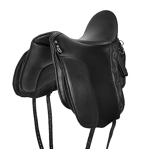 A&M Reitsport Wanderreit Sattel 1133 aus Leder, Schwarz, wechselbares Kopfeisen, Polyflex Baum, Größe:16.5 Zoll von A&M Reitsport