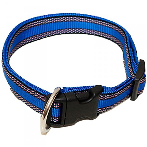A. Hoffmann GmbH Hundehalsband, Wienerlock®, Soft Nylon, Blau mit Muster, 25-35cm, 15mm, mit Zugentlastung von A. Hoffmann GmbH