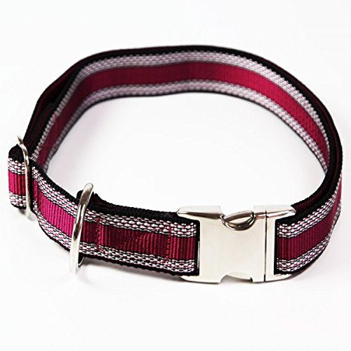 A. Hoffmann GmbH Premium Hundehalsband, Alu-Max®, Soft Nylon, Pflaume Muster, 30-50 cm, 20 mm von A. Hoffmann GmbH