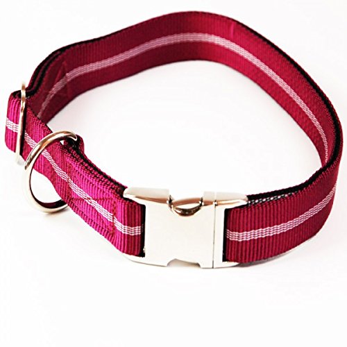 A. Hoffmann GmbH Premium Hundehalsband, Alu-Max®, Soft Nylon, Pflaume Streifen, 30-50 cm, 20 mm von A. Hoffmann GmbH