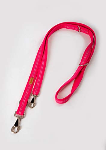 A. Hoffmann GmbH Super Soft Nylonleine, Führleine, 3-Fach verstellbar 100-210 cm, 25 mm - passend zu den Feltmann Hundegeschirren, inneliegend ausgepolstert, reflektierend, pink von A. Hoffmann GmbH