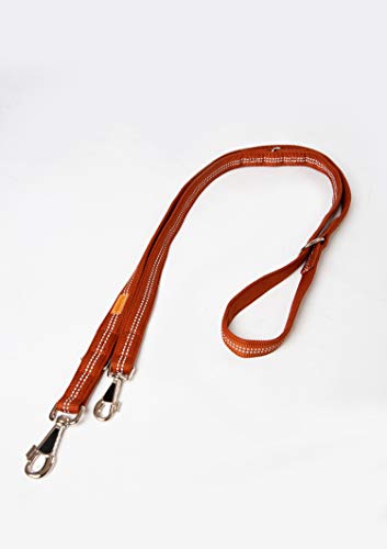 A. Hoffmann GmbH Super Soft Nylonleine, Führleine Cognac, 3-Fach verstellbar 100-210 cm, 15 mm - passend zu den Feltmann Hundegeschirren, inneliegend ausgepolstert, reflektierend von A. Hoffmann GmbH