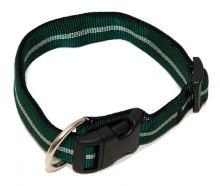 Hundehalsband, Wienerlock®, Soft Nylon, Grün mit Streifen, 30-50cm, 20mm, mit Zugentlastung von A. Hoffmann GmbH