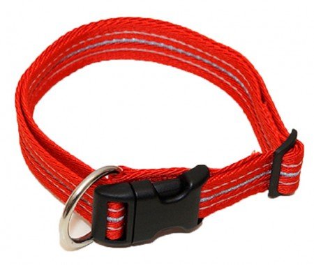 Hundehalsband, Wienerlock®, Soft Nylon, Reflektierend, Rot, 30-50cm, 20mm, mit Zugentlastung von A. Hoffmann GmbH