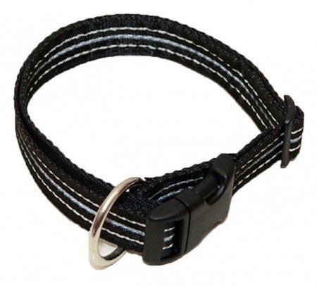 Hundehalsband, Wienerlock®, Soft Nylon, Reflektierend, Schwarz, 55-90cm, 25mm, mit Zugentlastung von A. Hoffmann GmbH