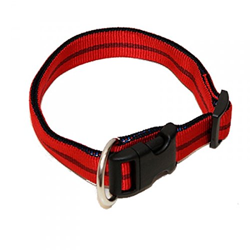 Hundehalsband, Wienerlock®, Soft Nylon, Rot mit Streifen, 55-90cm, 25mm, mit Zugentlastung von A. Hoffmann GmbH