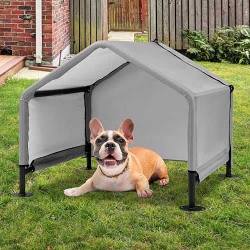 A.FATI Hundehütte Outdoor für Kleine bis Mittlere Hunde, 75x65x65 cm, Wasserdicht Hundezelt mit Rückwand, Hundeliege mit Dach für Kleintiere, Hühner, Katzen, Welpen, Farbe in Grau A.FATI Hundehütte Outdoor für Kleine bis Mittlere Hunde, 75x65x65 cm, Wasserdicht Hundezelt mit Rückwand, Hundeliege mit Dach für Kleintiere, Hühner, Katzen, Welpen, Farbe in Grau von A.FATI