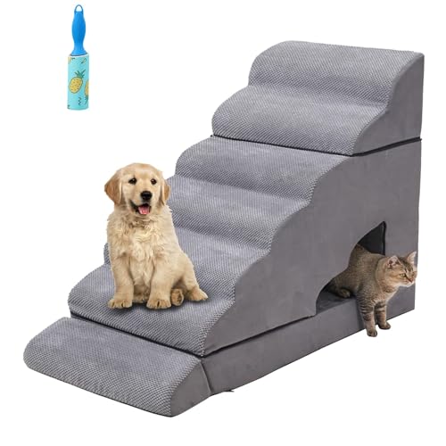 A.FATI Hundetreppe mit 7 Ebenen, rutschfeste Hundetreppe für hohe Betten bis zu 81,3 cm - 91,4 cm Höhe, Haustierrampe für kleine Hunde, 86,4 cm Haustierrampe für ältere Hunde, Grau A.FATI Hundetreppe mit 7 Ebenen, rutschfeste Hundetreppe für hohe Betten bis zu 81,3 cm - 91,4 cm Höhe, Haustierrampe für kleine Hunde, 86,4 cm Haustierrampe für ältere Hunde, Grau von A.FATI