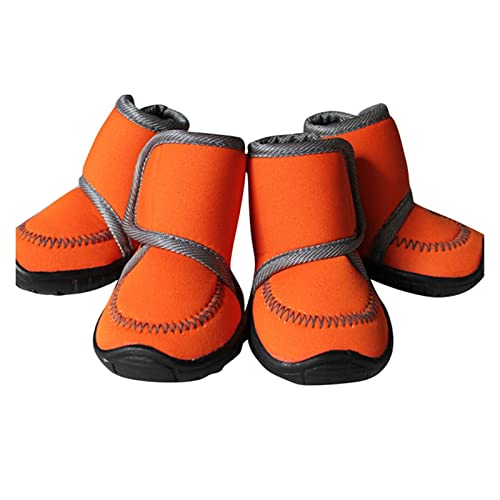 A1-Brave Hundeschuhe, 4 teile/satz wasserdichte winter hund schuhe 7 GRÖSSE Hundestiefel Baumwolle, Rutsch Xs xl. Welpenschuhe (Color : Orange, Size : XXS) von A1-Brave