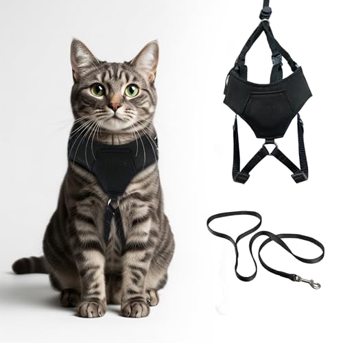 A1HC Ausbruchsicheres Katzengeschirr und Leine, weiche, verstellbare Weste, bequemes Netz und lange Streifen, mit Airtag-Tasche, einfache Kontrolle, sicheres Gehen, Geschirr für Katzen und Kätzchen von A1 Home Collections