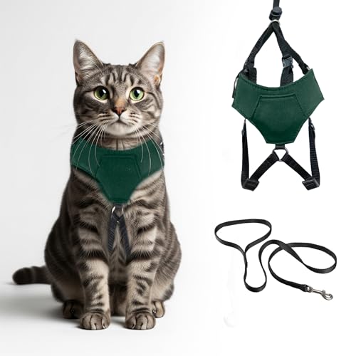 A1HC Ausbruchsicheres Katzengeschirr und Leine, weiche, verstellbare Weste, bequemes Netz und lange Streifen, mit Airtag-Tasche, einfache Kontrolle, sicheres Gehen, Geschirr für Katzen und Kätzchen von A1 Home Collections