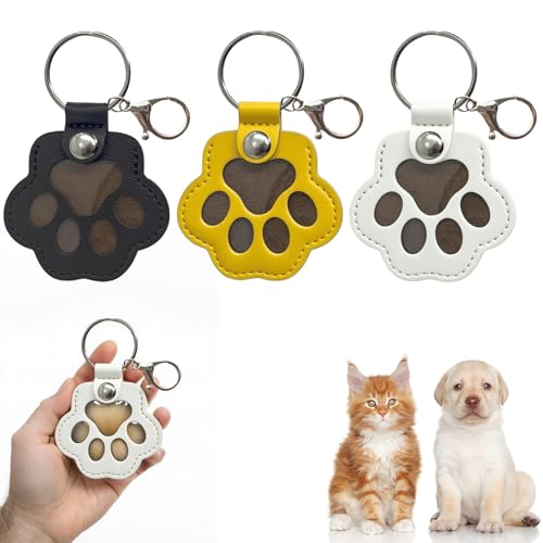 AABDTYYD 3er-Pack Schlüsselanhänger Für Tierhaare Hund Erinnerung PU Leder Pet Memorial Keyring Mit Versiegeltem Fach Für Katze Fell Aufbewahrung Ewige Andenken Geschenk von AABDTYYD
