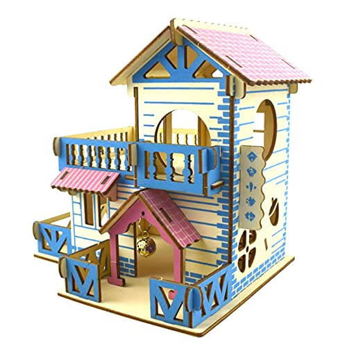 AADEE Hamsterhaus aus Holz, zweistöckig, Einfamilien-Villa Hamsterversteck aus Holz, kann zusammengeklappt werden, um Platz zu sparen, bietet ausreichend Platz für Hamster von AADEE