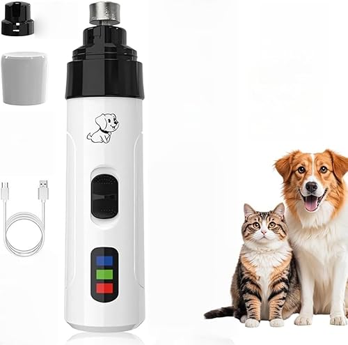 AAFGVC Haustier-Nagelschleifer USB-aufladbar, staubfreier Krallen-Schleifer für Hunde und Katzen, elektrischer Nageltrimmer mit LED, hohe Leistung und Einstellbarer Geschwindigkeit (1PC) von AAFGVC