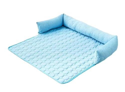 AAFGVC Maschinenwaschbares, selbstkühlendes Hundebett, Sofa, physikalische Kühlung, Haustier-Eispad, Kühlnest, Vier Jahreszeiten, Hundekühlmatratzendecke (90 * 90,Blue-1) von AAFGVC