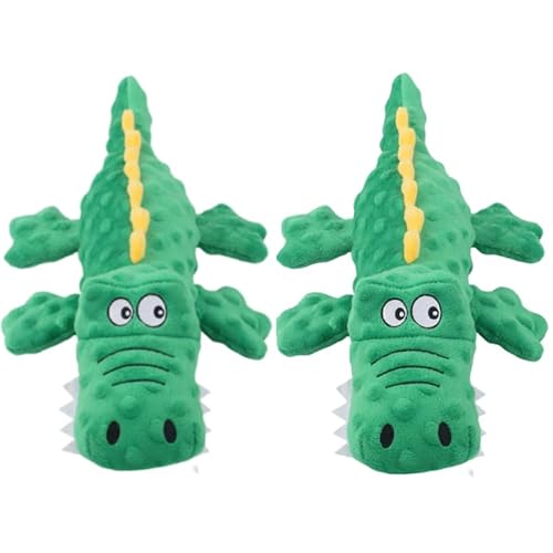 AAFGVC Unzerstörbares TPR-Hundekrokodilspielzeug, bissfestes Kauspielzeug für große Hunde, reißfestes Zähneknirschen-Dekompressions-Hundespielzeug (2PCS-Green) von AAFGVC
