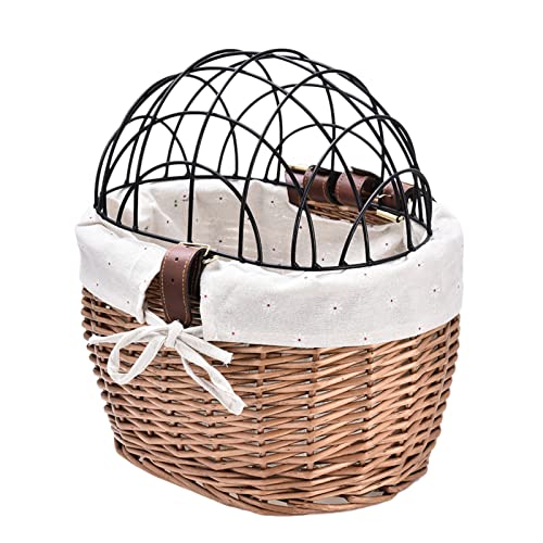 Hundefahrradkorb, Fahrradkorb 11 × 9,8 × 11 Zoll, Rattan-Hundekorb, abnehmbarer Haustierkorb, handgewebter Fahrradkorb, Haustierkorb aus Hundefahrradkorb, Fahrradkorb 11 × 9,8 × 11 Zoll, Rattan-Hundekorb, abnehmbarer Haustierkorb, handgewebter Fahrradkorb, Haustierkorb aus von AAKOMA