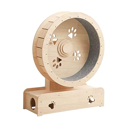 Cat Wheel Exerciser Pet Laufband Maschine Massivholz Roller Cat Toy Cat Scratch Board Pet Toy Laufband mit Teppichlaufbahn von AAPIE