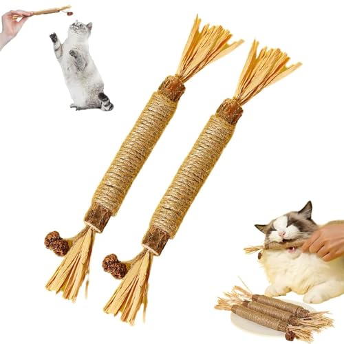 AAPIKA Katzenkaustab, natürliches Silvervine Stick, Katzenkauspielzeug, Silvervine Sticks für Katzen, Kauspielzeug für Katzen, Katzenminzestäbchen, Zahnreinigungsspielzeug (2 Stück) von AAPIKA
