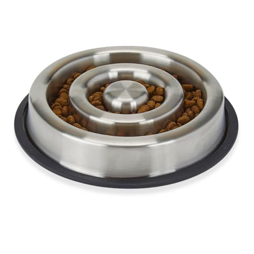 AASPIRE PETS Slow Feeder Hundenapf, robuster Edelstahl, rutschfest, Gummi, Fassungsvermögen: 0,625 ml, für Katzen und kleine und mittelgroße Rassen von AASPIRE PETS