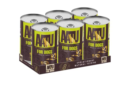 AATU 90/10 Hundefutter Nass Getreidefrei - Ente und Pute, Hoher Fleischanteil, Nassfutter ohne künstliche Geschmacksverstärker, 6 x 400g von AATU