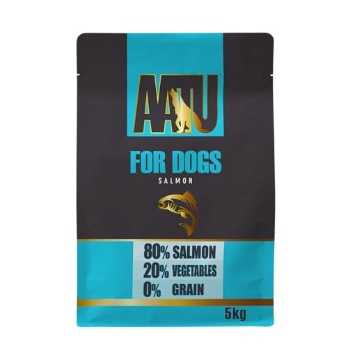 AATU Trockenfutter für Hunde, 80/20 Hundetrockenfutter mit Lachs & Hering, Hundefutter Getreidefrei mit Hohem Proteingehalt, Natürliche Tiernahrung für Ausgewachsene Hunde Aller Rassen, 5 kg von AATU