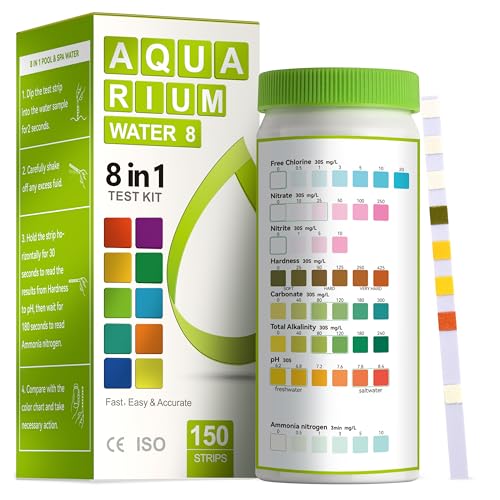 AAwipes 8-in-1 Aquarium-Test-Set für Süßwasseraquarien, schnelle und genaue Wasserqualitätsteststreifen für Aquarien und Teiche, zum Testen von pH-Wert, Karbonat, Alkalinität, Härte, Chlor usw. (150) AAwipes 8-in-1 Aquarium-Test-Set für Süßwasseraquarien, schnelle und genaue Wasserqualitätsteststreifen für Aquarien und Teiche, zum Testen von pH-Wert, Karbonat, Alkalinität, Härte, Chlor usw. (150) von AAwipes