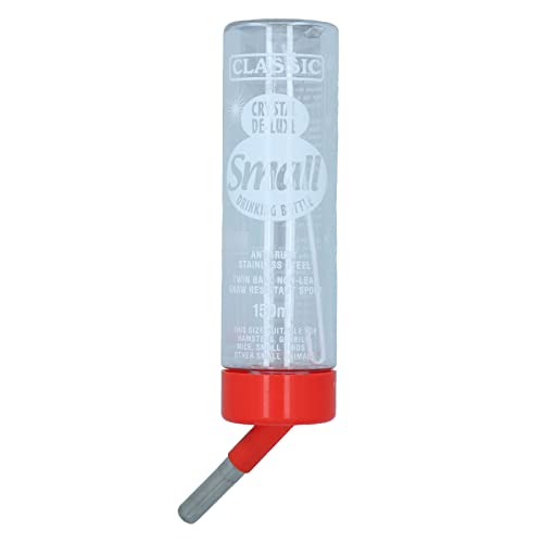 Wasserflasche für Hamster, Rennmäuse, 150 ml, rostfrei, Doppelkugeln, nagensicher von AB TOOLS