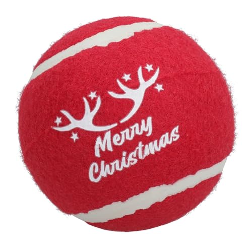 AB Tools 1 x extra großer Tennisball für Hunde, festlich, Rot, mit Aufschrift "Merry Christmas" von AB Tools