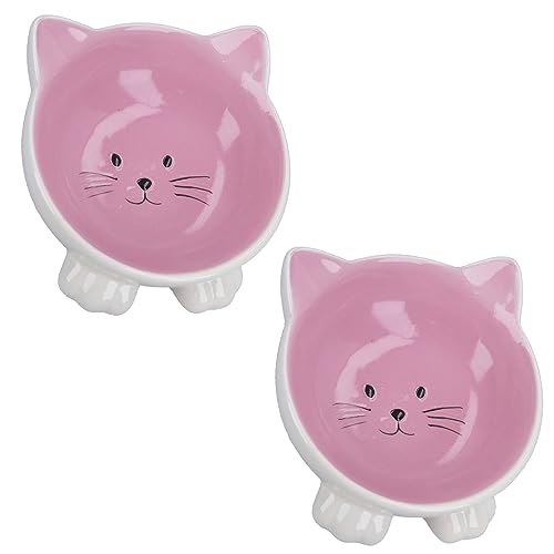 Futternapf für Katzen, Katzengesicht, 16,5 cm, Pink / Weiß, 2 Stück von AB Tools