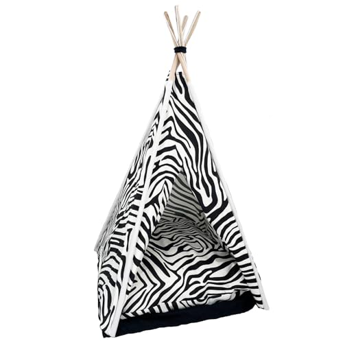 Zebramuster Katze Kätzchen Kleine Haustiere Spielzelt Tipi Faltbare Haus Kissen Matte von AB Tools