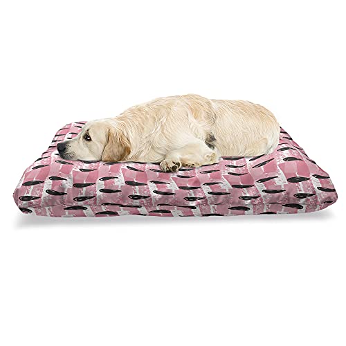 ABAKUHAUS Abstrakt Haustierbett, Strokes und Drops, beissfestes Kissen für Hunde und Katzen mit abnehmbaren Bezug, 60 cm x 100 cm, Pale Pink Weiß von ABAKUHAUS